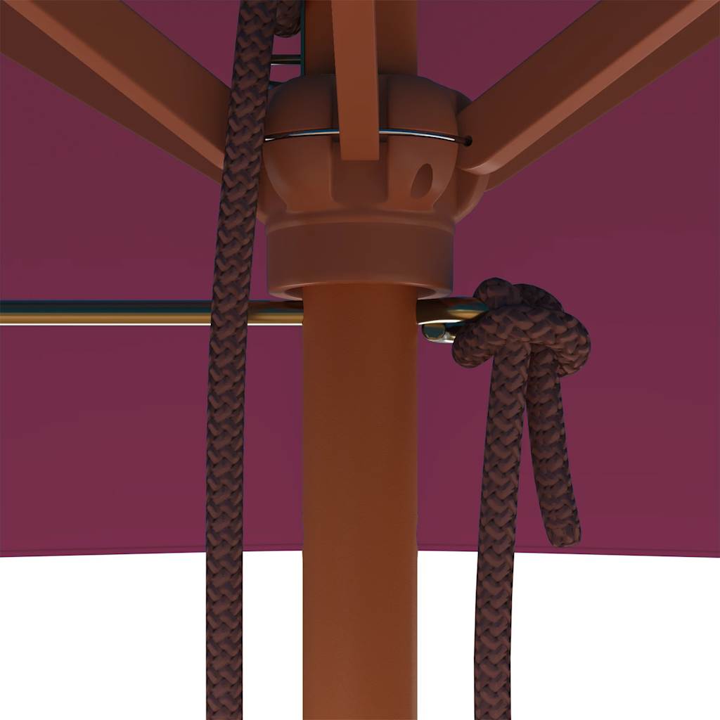 Guarda-sol de exterior mastro madeira 150x200cm vermelho bordô