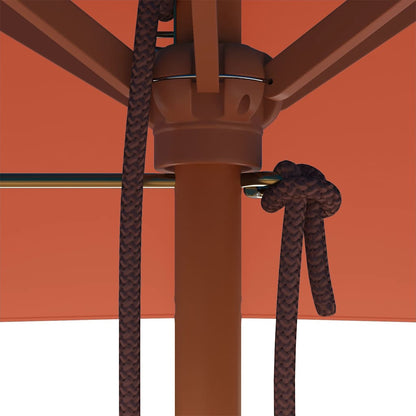 Guarda-sol de exterior c/ mastro de madeira 150x200cm terracota