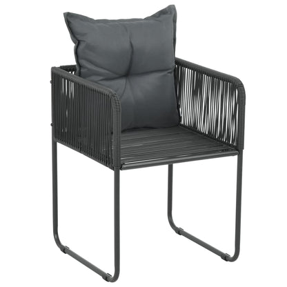 Cadeiras de exterior 2 pcs c/ almofadões vime PE preto