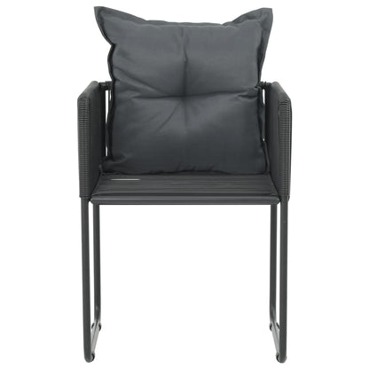 Cadeiras de exterior 2 pcs c/ almofadões vime PE preto