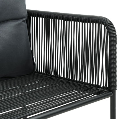 Cadeiras de exterior 2 pcs c/ almofadões vime PE preto