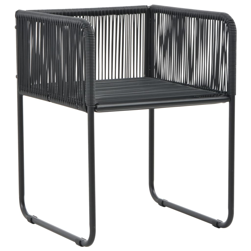 Cadeiras de exterior 2 pcs c/ almofadões vime PE preto