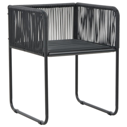 Cadeiras de exterior 2 pcs c/ almofadões vime PE preto