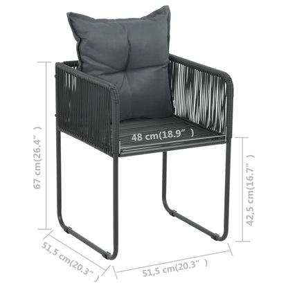 Cadeiras de exterior 2 pcs c/ almofadões vime PE preto