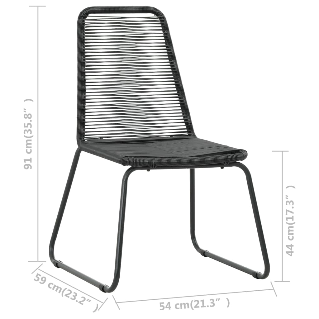 Cadeiras de exterior 2 pcs vime PE preto