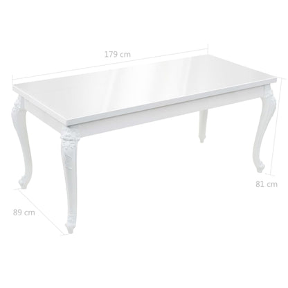 Mesa de jantar 179x89x81 cm branco brilhante