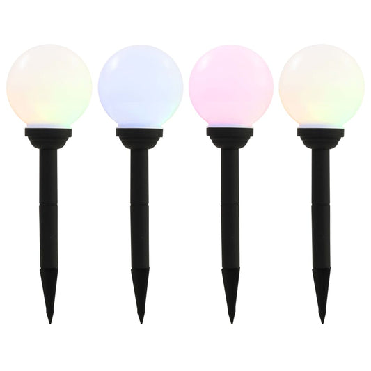 Candeeiro solar de exterior LED 4 pcs esférico 15 cm RGB