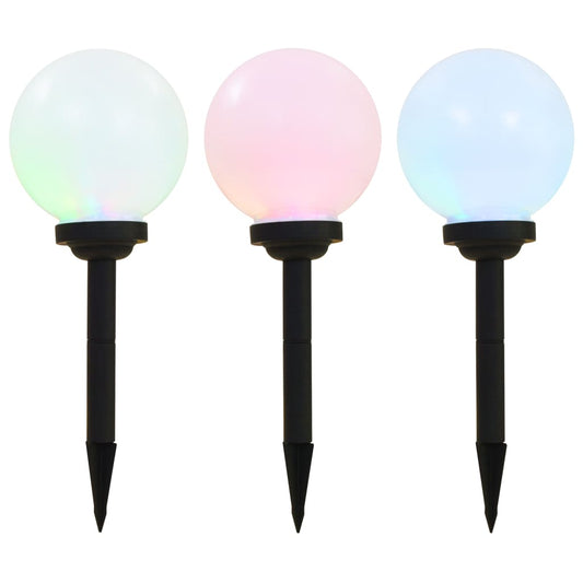 Candeeiro solar de exterior LED 3 pcs esférico 20 cm RGB