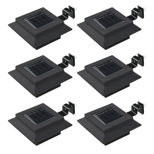 Candeeiro de exterior solar LED 6 pcs preto quadrado 12 cm