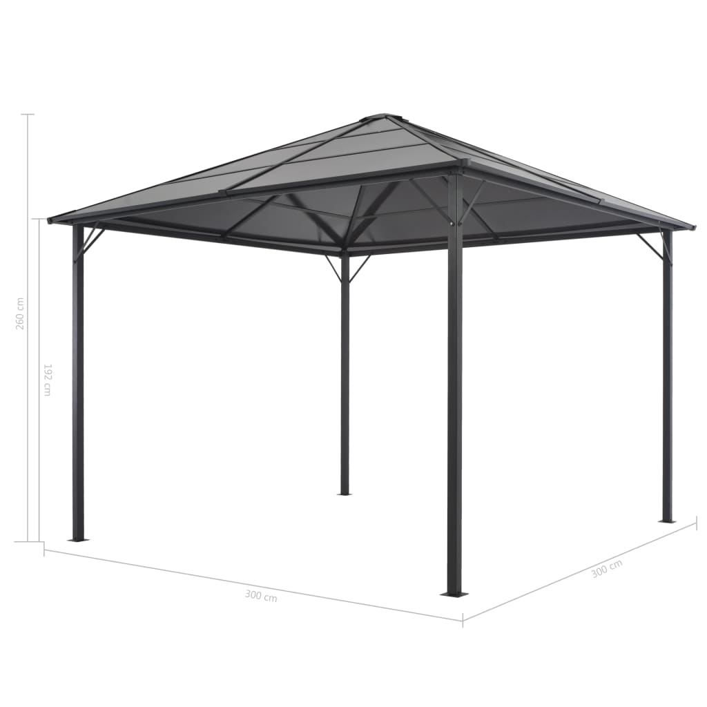 Gazebo com telhado de alumínio 3x3 m antracite