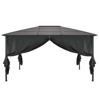 Gazebo com cortinas alumínio 4x3x2,6 m preto