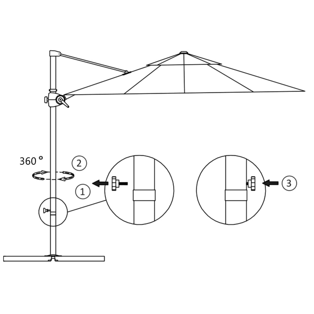 Guarda-sol cantilever c/ poste de aço 300 cm cinza-acastanhado