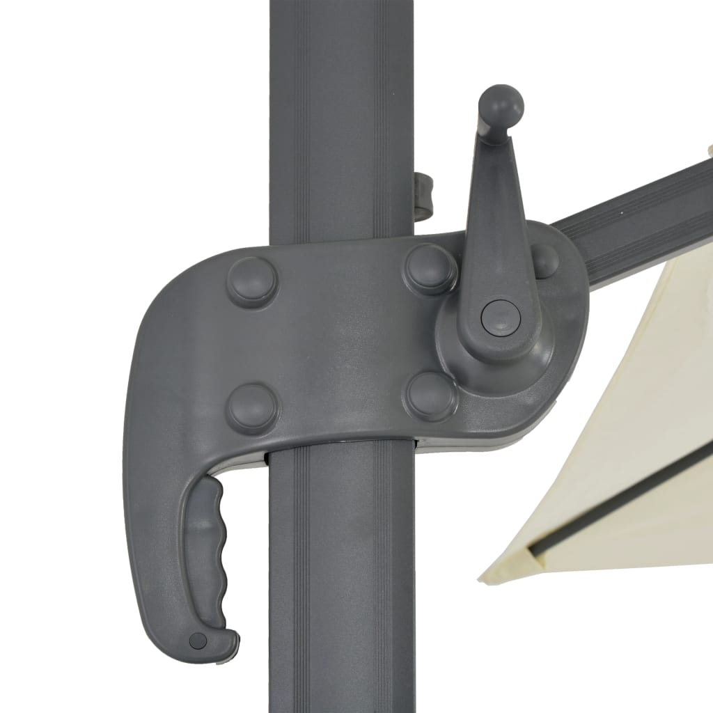 Guarda-sol de jardim cantilever com mastro de alumínio 400x300 cm areia