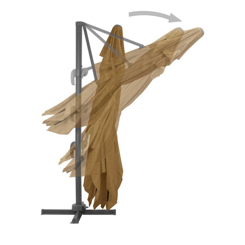 Guarda-sol de jardim cantilever com mastro de alumínio 400x300 cm cinza-claro