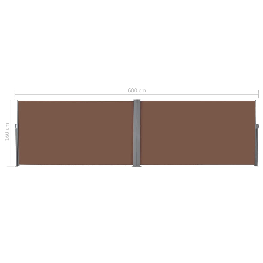 Toldo lateral retrátil 160x600 cm castanho