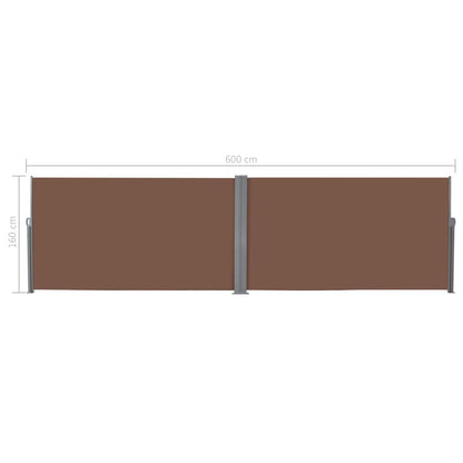 Toldo lateral retrátil 160x600 cm castanho