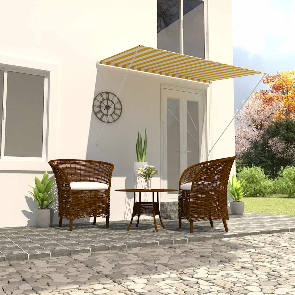 Toldo retrátil 200x150 cm amarelo e branco