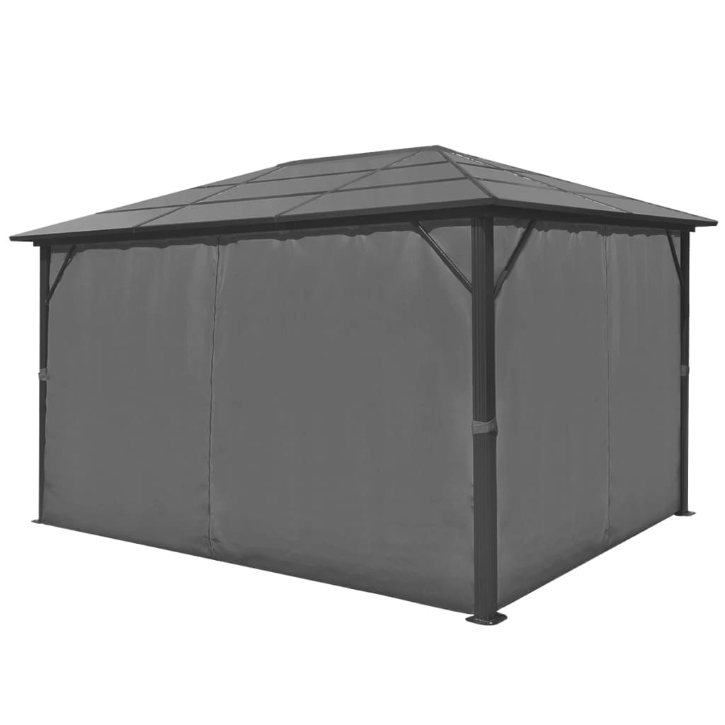 Gazebo com cortina em alumínio 400 x 300 cm antracite