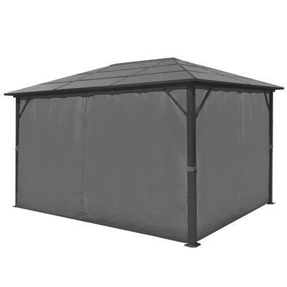 Gazebo com cortina em alumínio 400 x 300 cm antracite