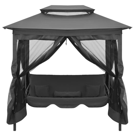 Baloiço jardim + toldo convertível 220x160x240cm aço antracite
