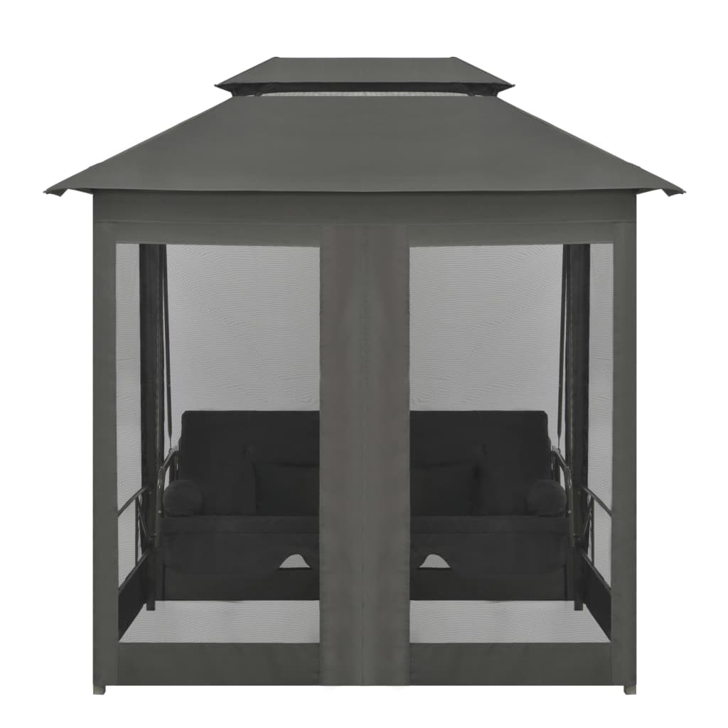Baloiço jardim + toldo convertível 220x160x240cm aço antracite