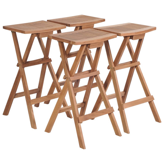 Bancos de bar dobráveis 4 pcs madeira de teca maciça