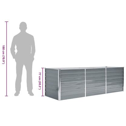 Canteiro elevado de jardim aço galvanizado 240x80x77cm cinzento