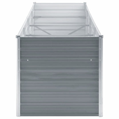 Canteiro elevado de jardim aço galvanizado 320x80x77cm cinzento