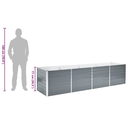 Canteiro elevado de jardim aço galvanizado 320x80x77cm cinzento