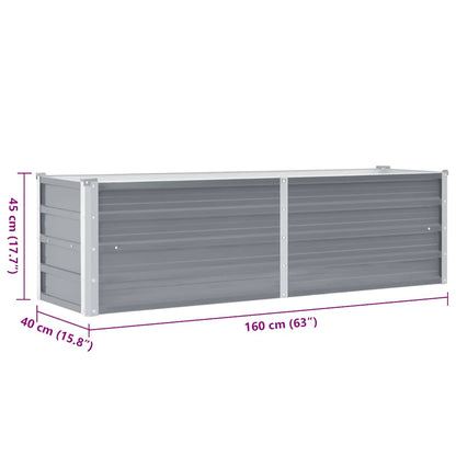 Canteiro elevado de jardim aço galvanizado 160x40x45cm cinzento