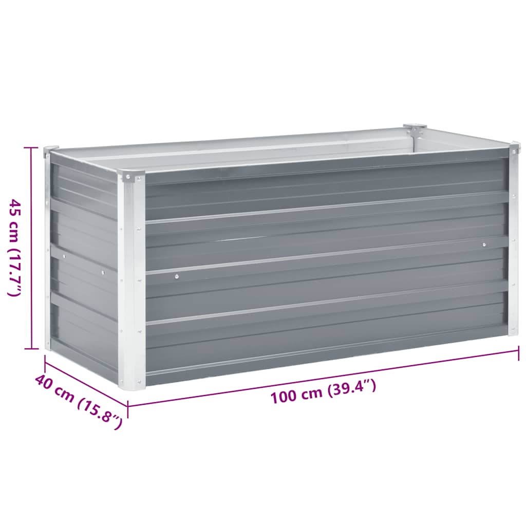 Canteiro elevado de jardim aço galvanizado 100x40x45cm cinzento