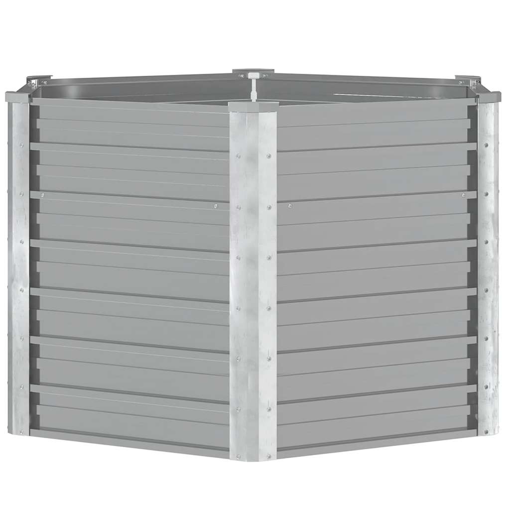 Canteiro elevado jardim aço galvanizado 129x129x77 cm cinzento