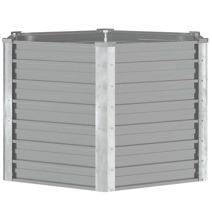 Canteiro elevado jardim aço galvanizado 129x129x77 cm cinzento