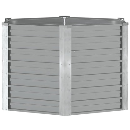 Canteiro elevado jardim aço galvanizado 129x129x77 cm cinzento