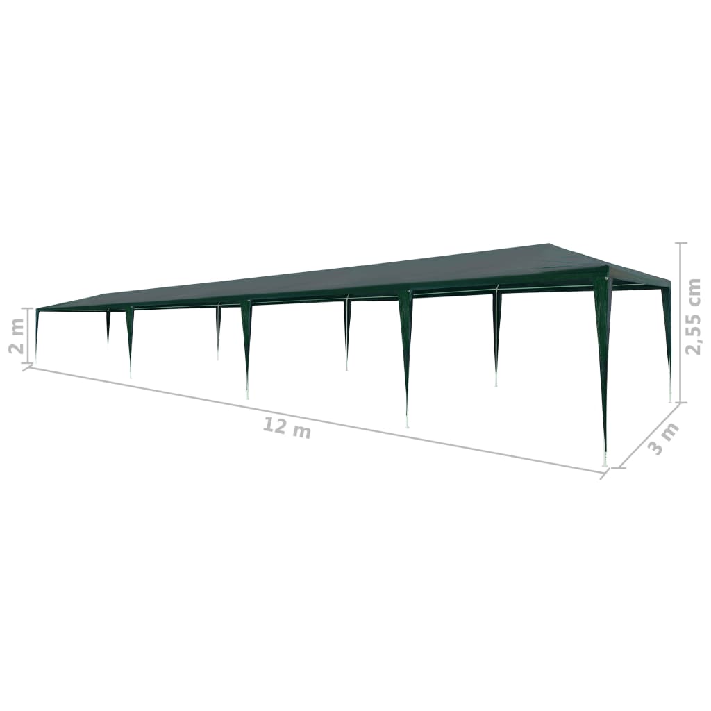 Tenda para festas 3x12 m PE verde