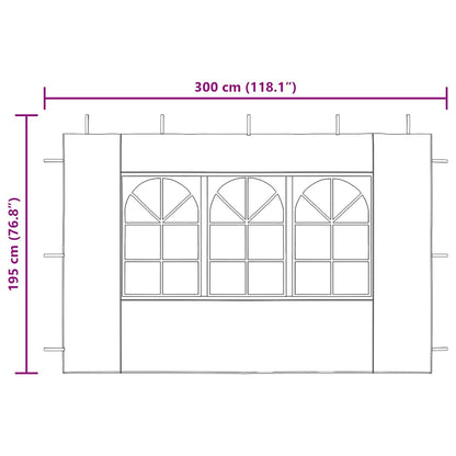 Parede lateral com janela p/ tenda de festas 2 pcs PE branco