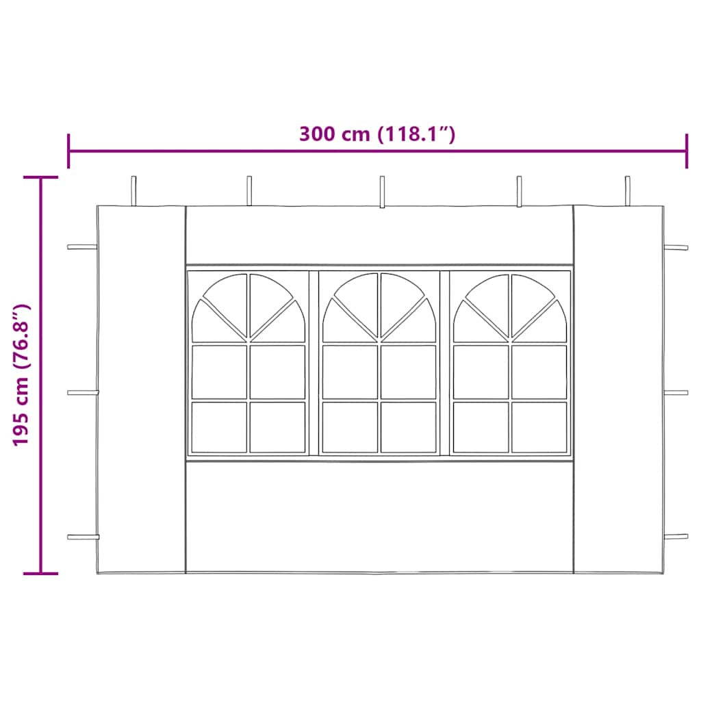 Parede lateral com janela p/ tenda de festas 2 pcs PE azul