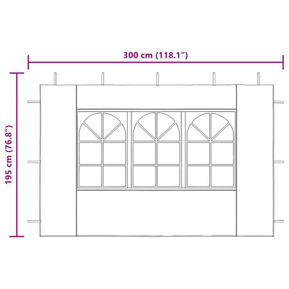 Parede lateral com janela p/ tenda de festas 2 pcs PE azul