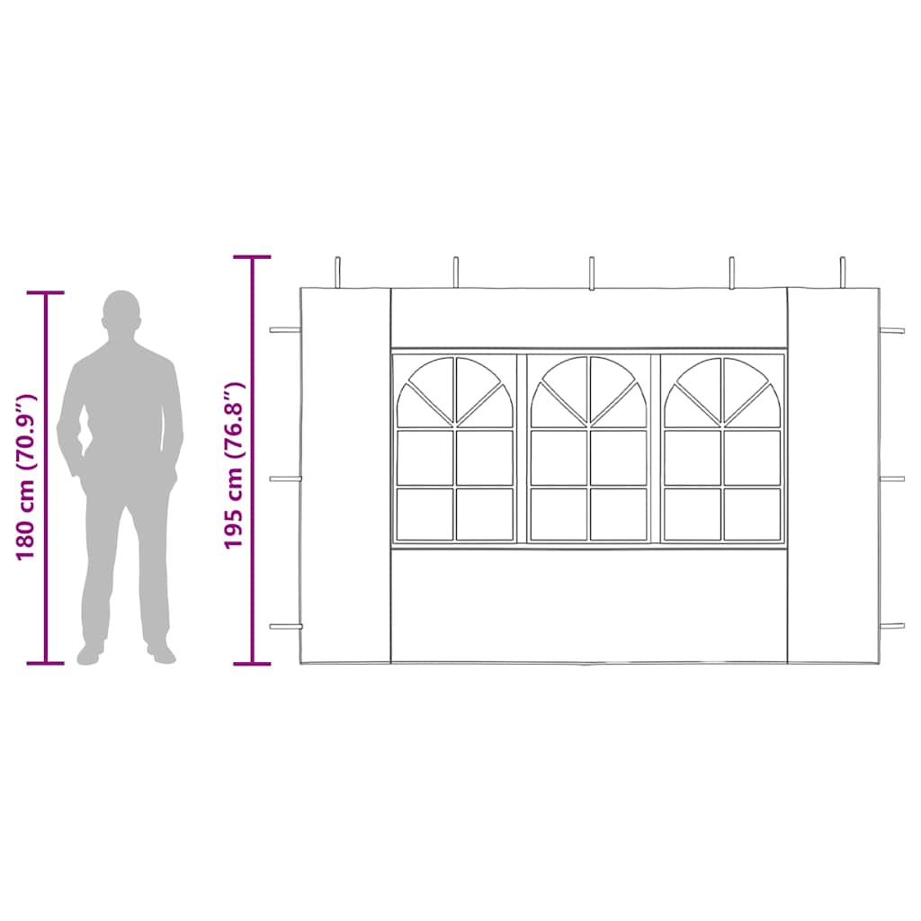 Parede lateral com janela p/ tenda de festas 2 pcs PE azul