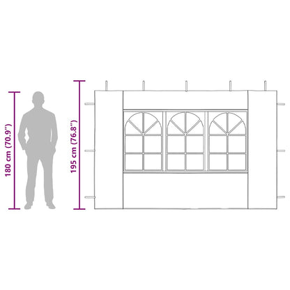 Parede lateral com janela p/ tenda de festas 2 pcs PE azul