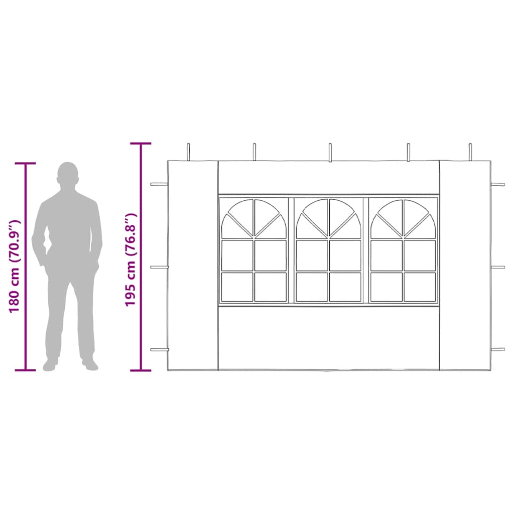 Parede lateral com janela p/ tenda de festas 2 pcs PE antracite