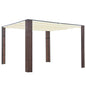 Gazebo com teto em vime PE 300x300x220 cm castanho e creme