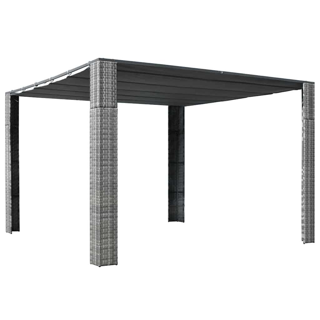 Gazebo ccom teto em vime PE 300x300x220 cm cinzento e antracite
