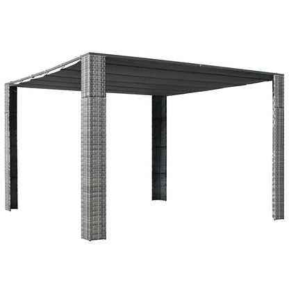 Gazebo ccom teto em vime PE 300x300x220 cm cinzento e antracite