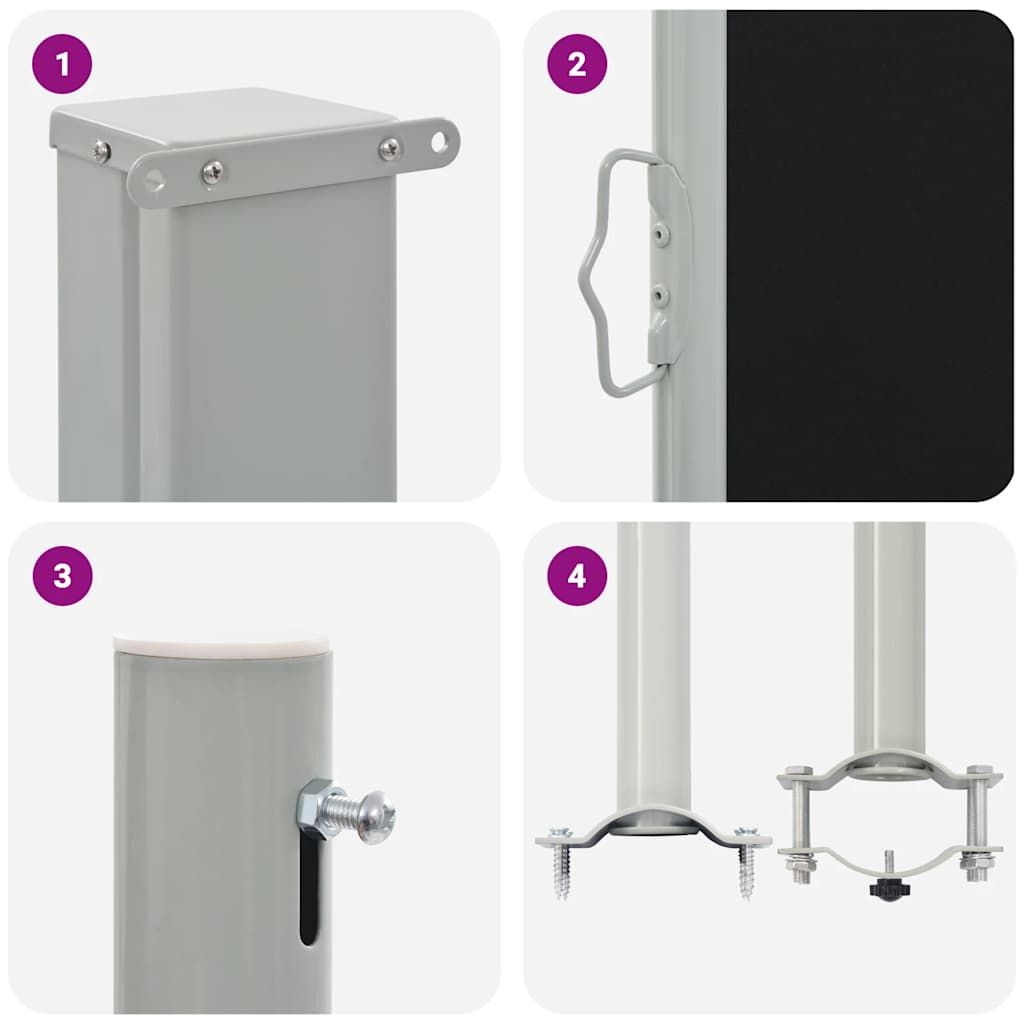 Toldo lateral retrátil para pátio 100x300 cm preto