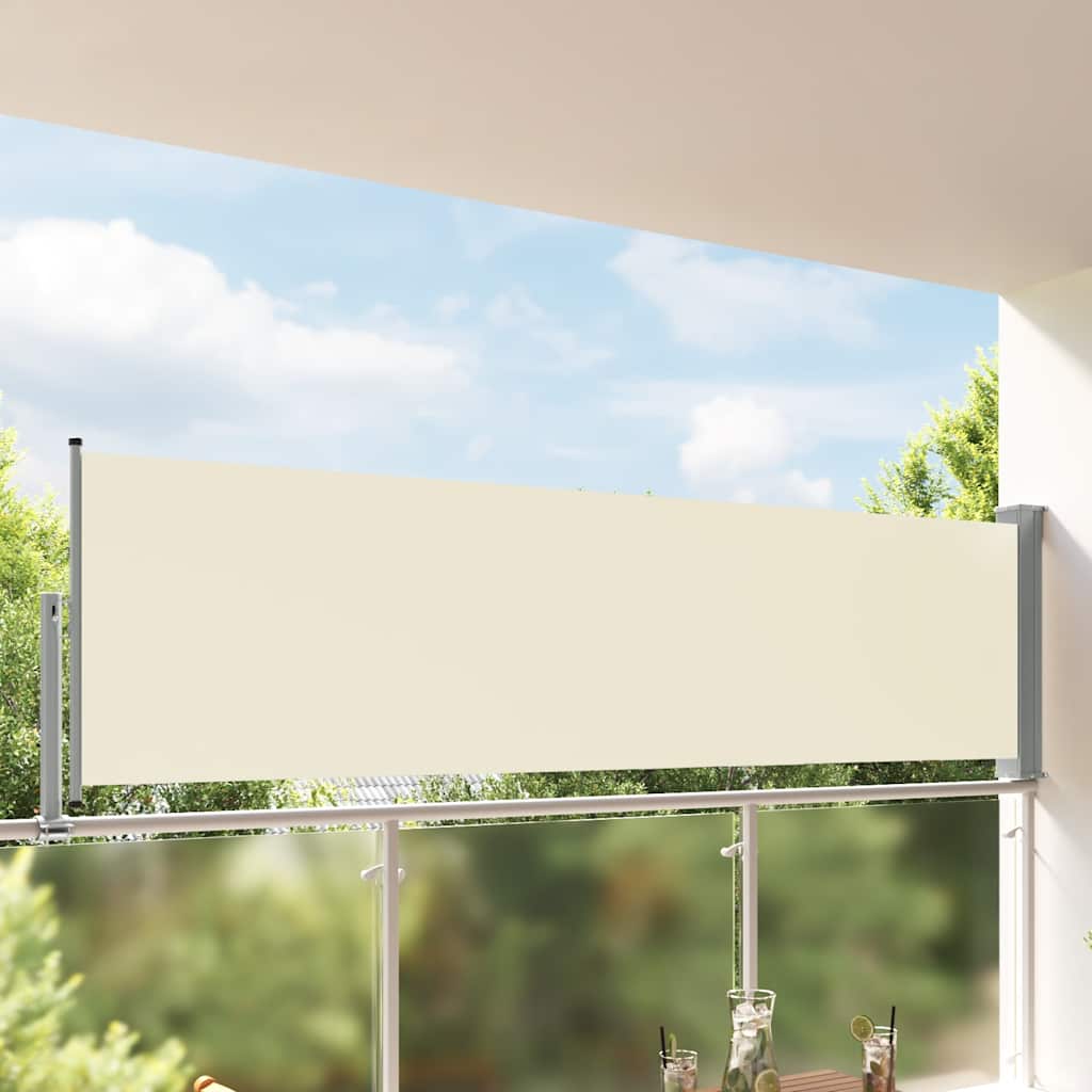 Toldo lateral retrátil para pátio 100x300 cm creme