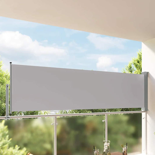Toldo lateral retrátil para pátio 100x300 cm cinzento