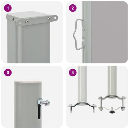 Toldo lateral retrátil para pátio 120x300 cm cinzento