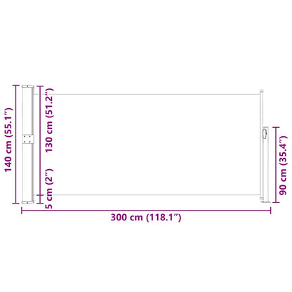 Toldo lateral retrátil 140x300 cm castanho