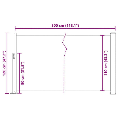 Toldo lateral retrátil 120x300 cm creme